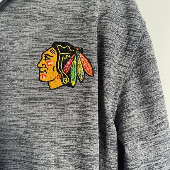 NHL Chicago Blackhawks Mens Pullover Small Gray 1/4 Quarter Zip Polyester NWT A3 - Picture 2 of 9